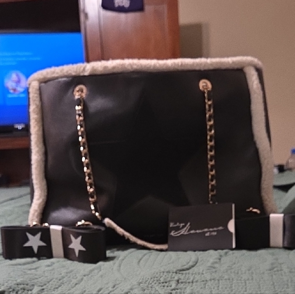 Vintage Havana Black Tote with Star and Chain Straps